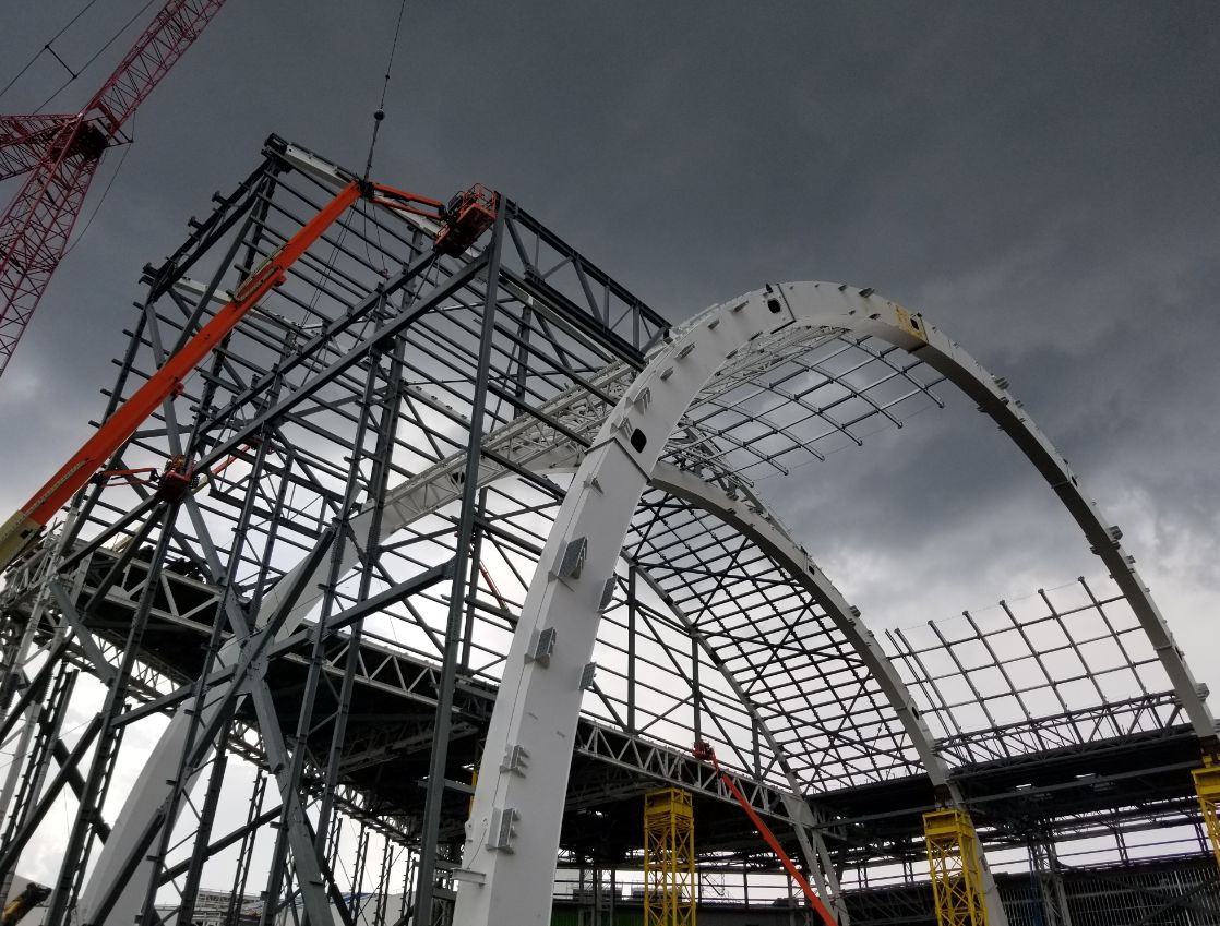 Steel Arch Structure American Dream Water Park overview in Los Angles, USA