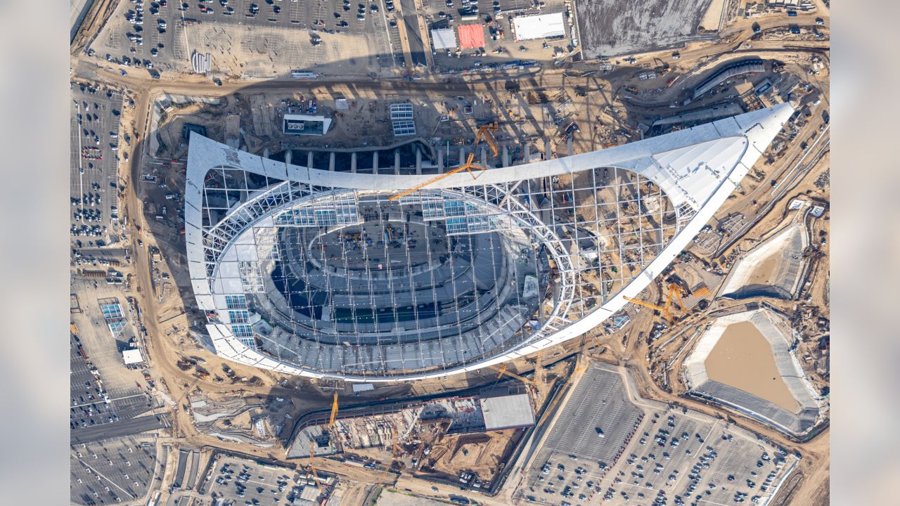 Complex roof steel structure fabrication for SoFi Stadium