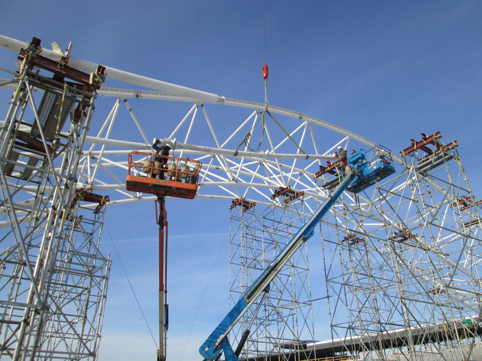 Upper view Large-span steel canopy project in Canada